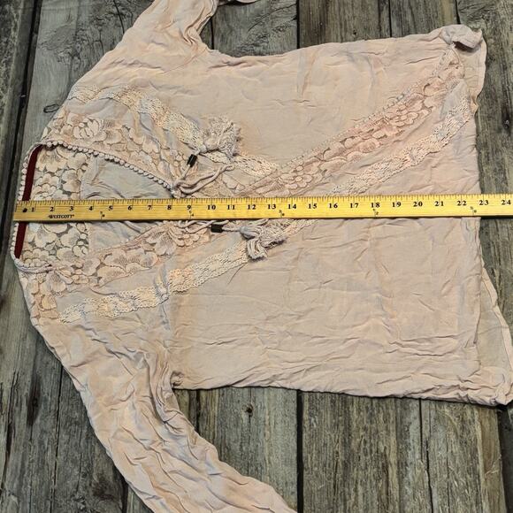 Taylor And Sage Long Sleeve Top Pink Boho Blouse Womens Size Medium - Picture 5 of 6